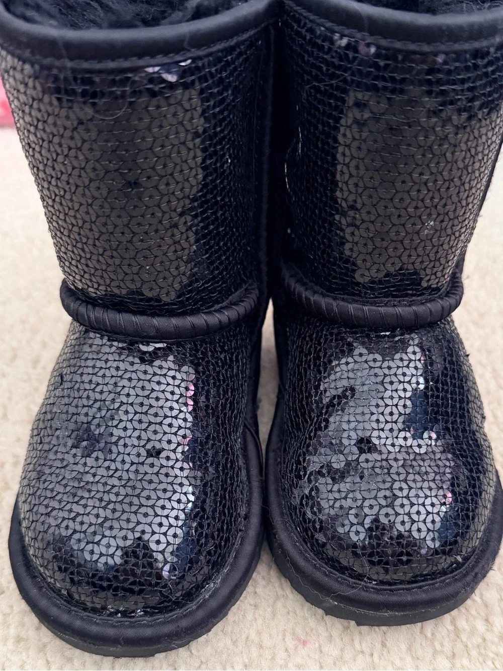 UGG Kids Black Sequin Classic Short Boots